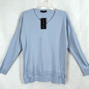 NWT Womens CCK Style Lightweight V Neck Blue Casual Sweater / XXL